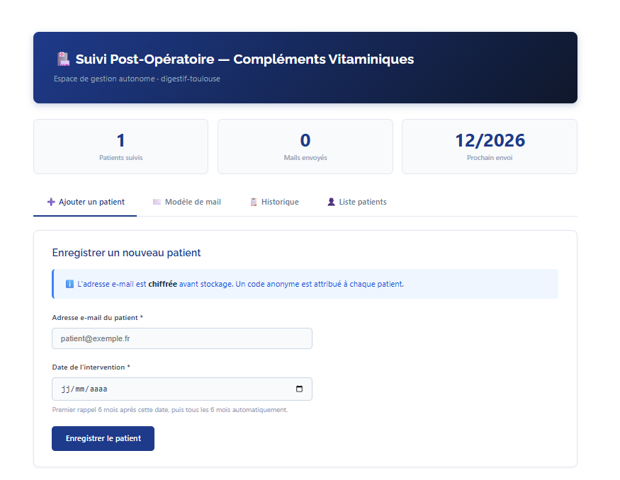 Interface SaaS Suivi Post-Opératoire